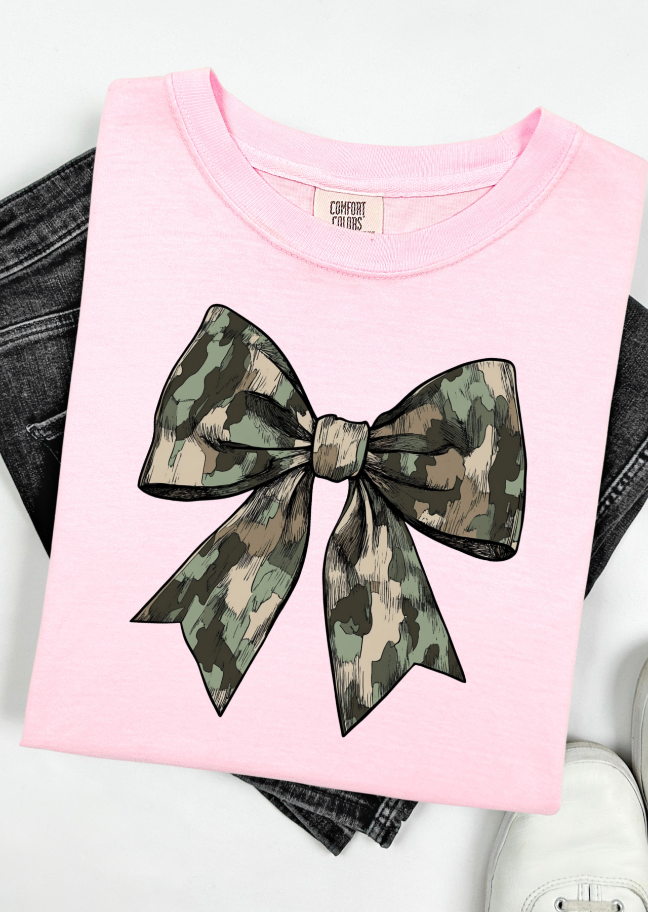 Camo Coquette Bow Tee Comfort Colors T-Shirt