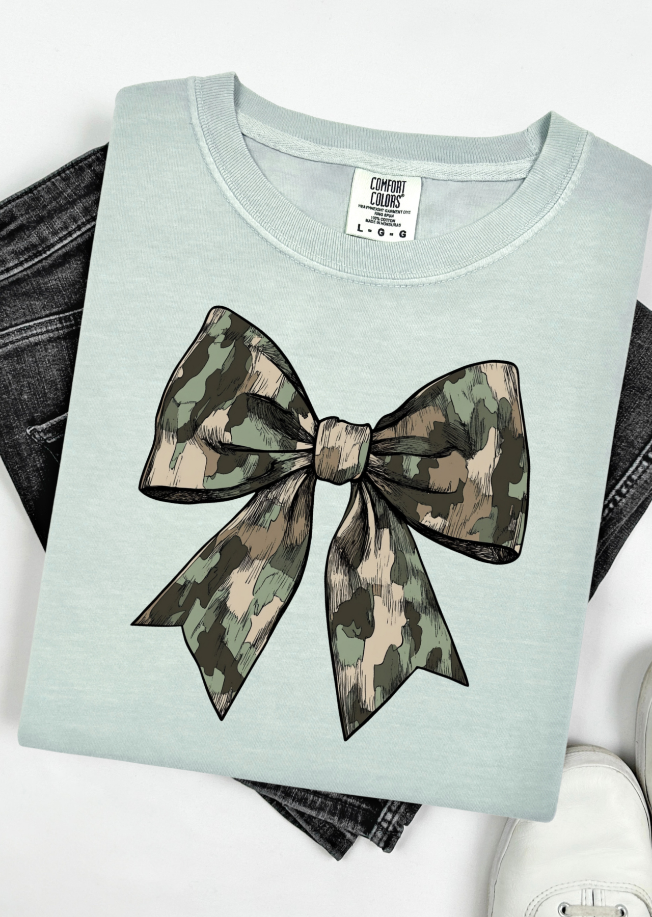 Camo Coquette Bow Tee Comfort Colors T-Shirt
