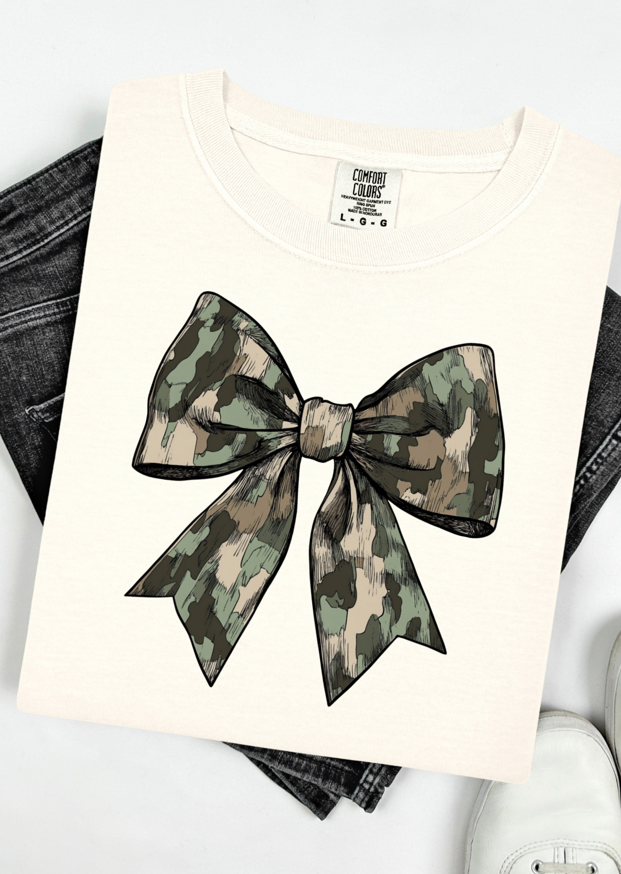 Camo Coquette Bow Tee Comfort Colors T-Shirt