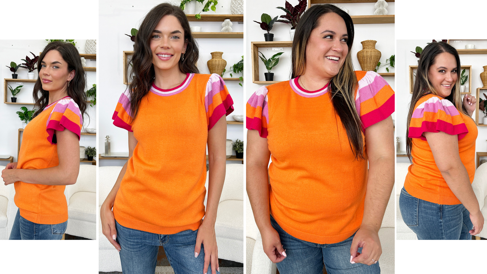 Color Block Round Neck Knit Top