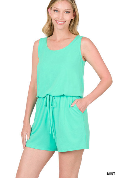 Sleeveless Romper with Pockets