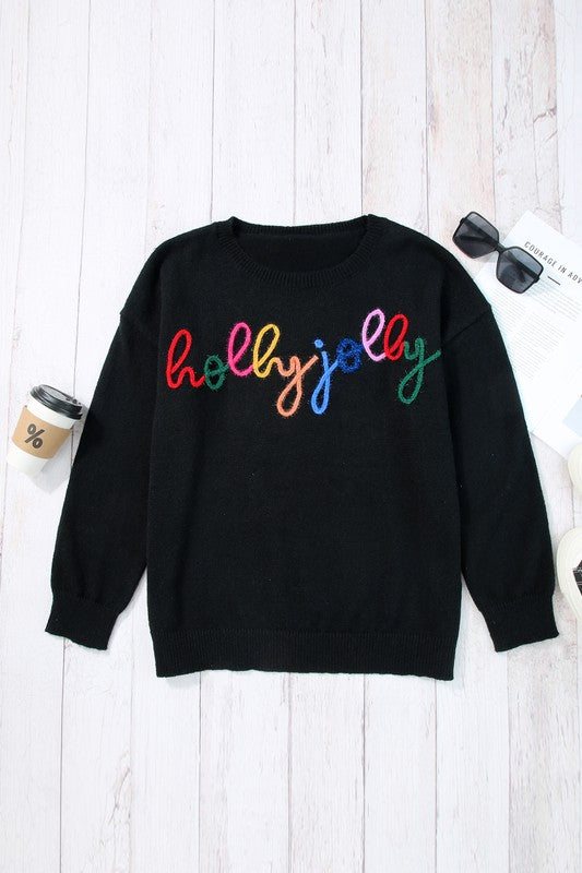 Holly Jolly Christmas Round Neck Casual Sweater