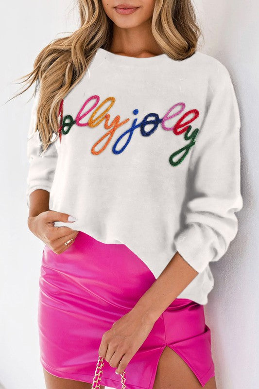 Holly Jolly Christmas Round Neck Casual Sweater