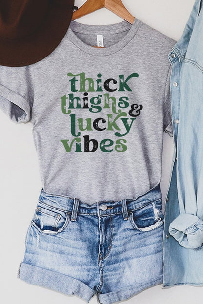 Clearance St Patricks Thick Thighs Lucky Vibes Tee