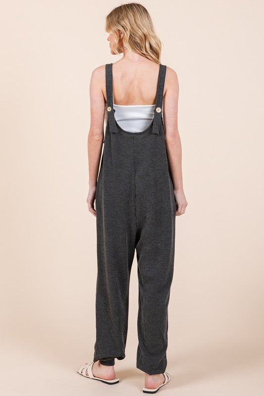 Textured Rib Overalls