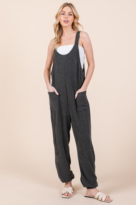 Textured Rib Overalls