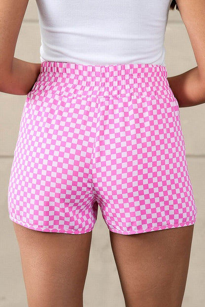 Plaid High Waisted Athletic Shorts