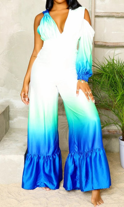 Ocean Satin Ombre Jumpsuit