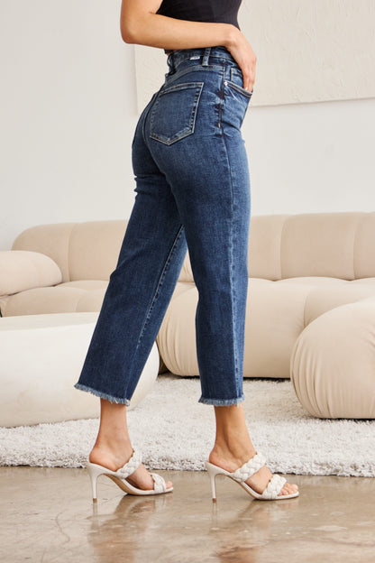 RFM Full Size Tummy Control High Waist Raw Hem Jeans