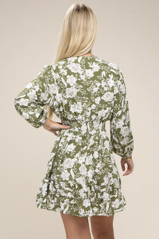 Floral Print Ruffle Short Dress