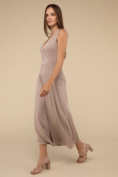 Surplice Neckline Sleeveless Jumpsuit