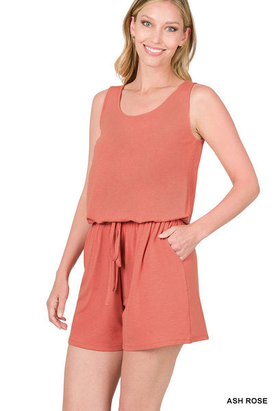 Sleeveless Romper with Pockets