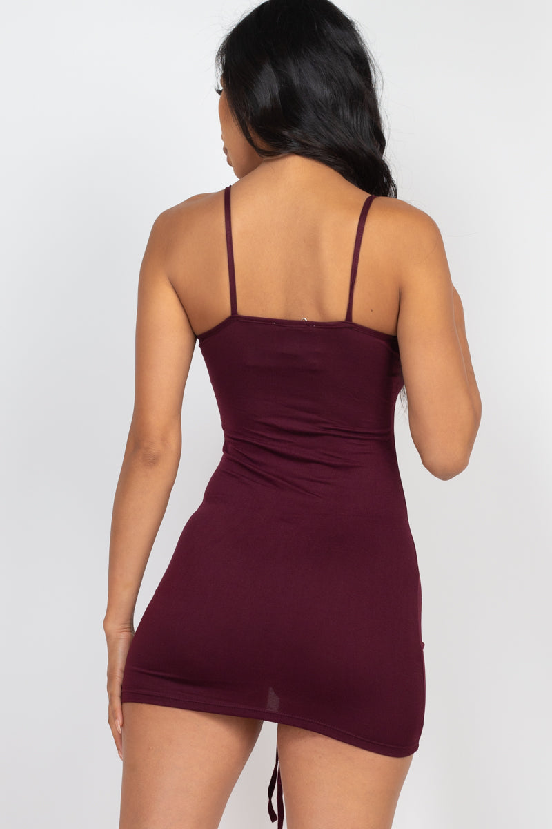 Adjustable Ruched Front Mini Dress