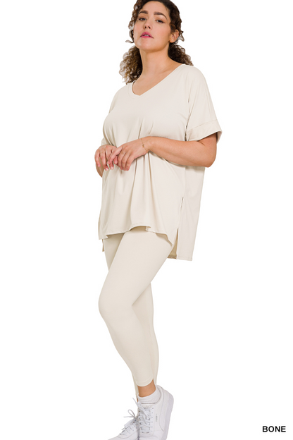 PLUS BRUSHED DTY MICROFIBER LOUNGEWEAR SET