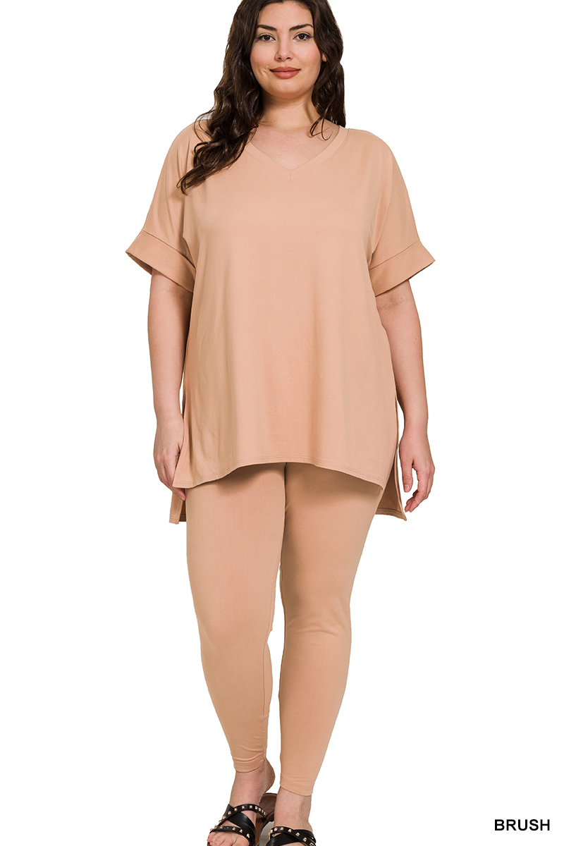 PLUS BRUSHED DTY MICROFIBER LOUNGEWEAR SET