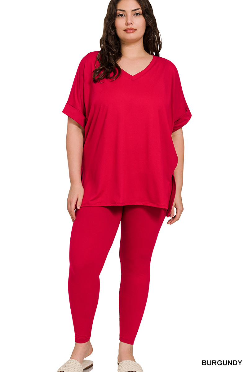 PLUS BRUSHED DTY MICROFIBER LOUNGEWEAR SET