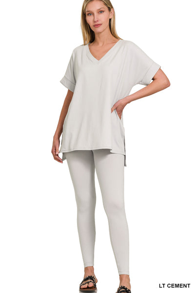 BRUSHED DTY MICROFIBER LOUNGEWEAR SET
