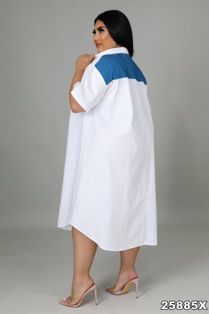 White and denim dress
