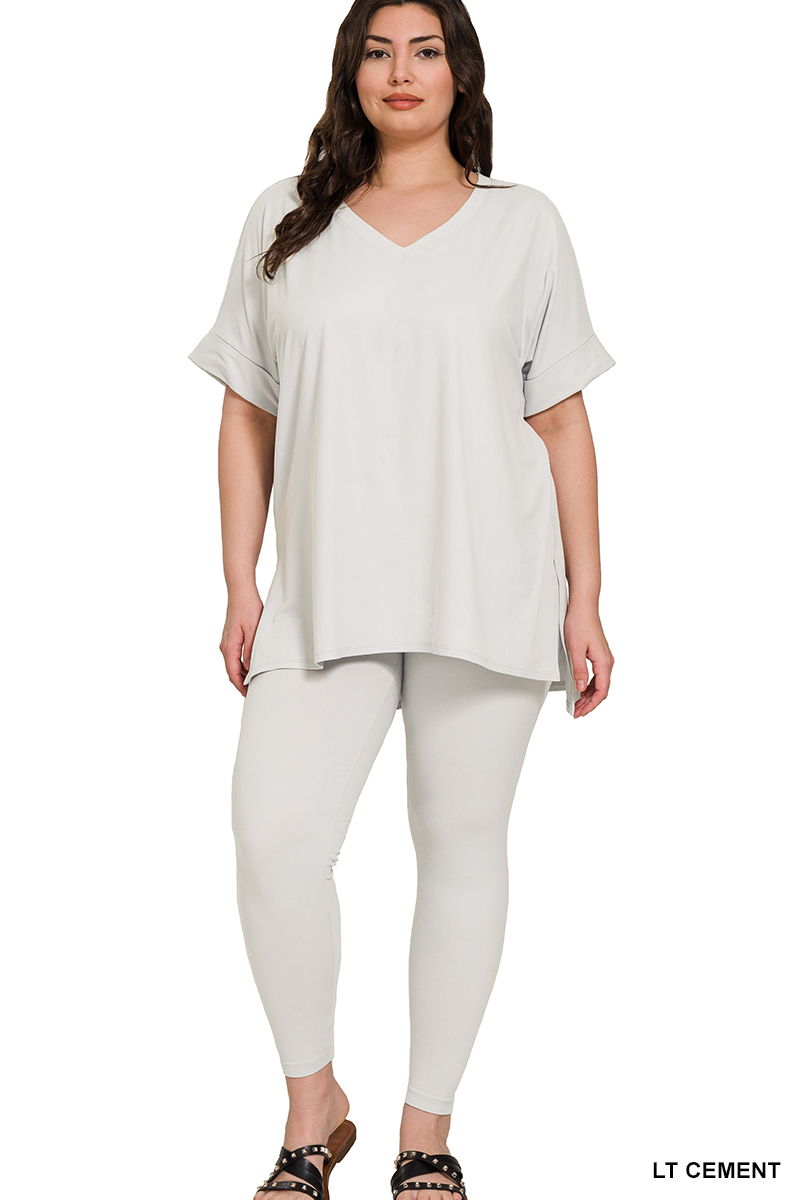 PLUS BRUSHED DTY MICROFIBER LOUNGEWEAR SET