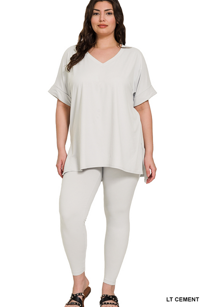 PLUS BRUSHED DTY MICROFIBER LOUNGEWEAR SET