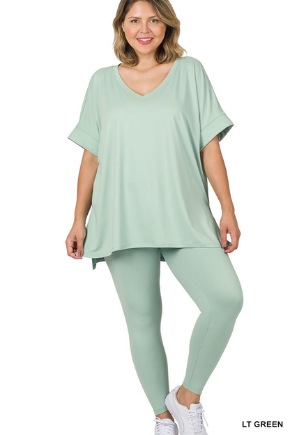 PLUS BRUSHED DTY MICROFIBER LOUNGEWEAR SET