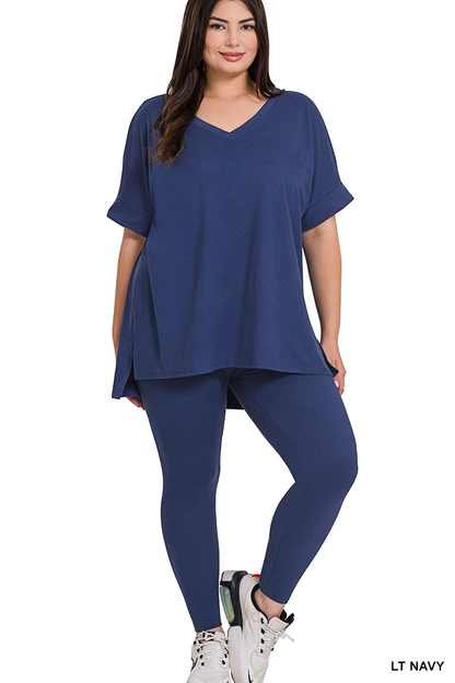 PLUS BRUSHED DTY MICROFIBER LOUNGEWEAR SET