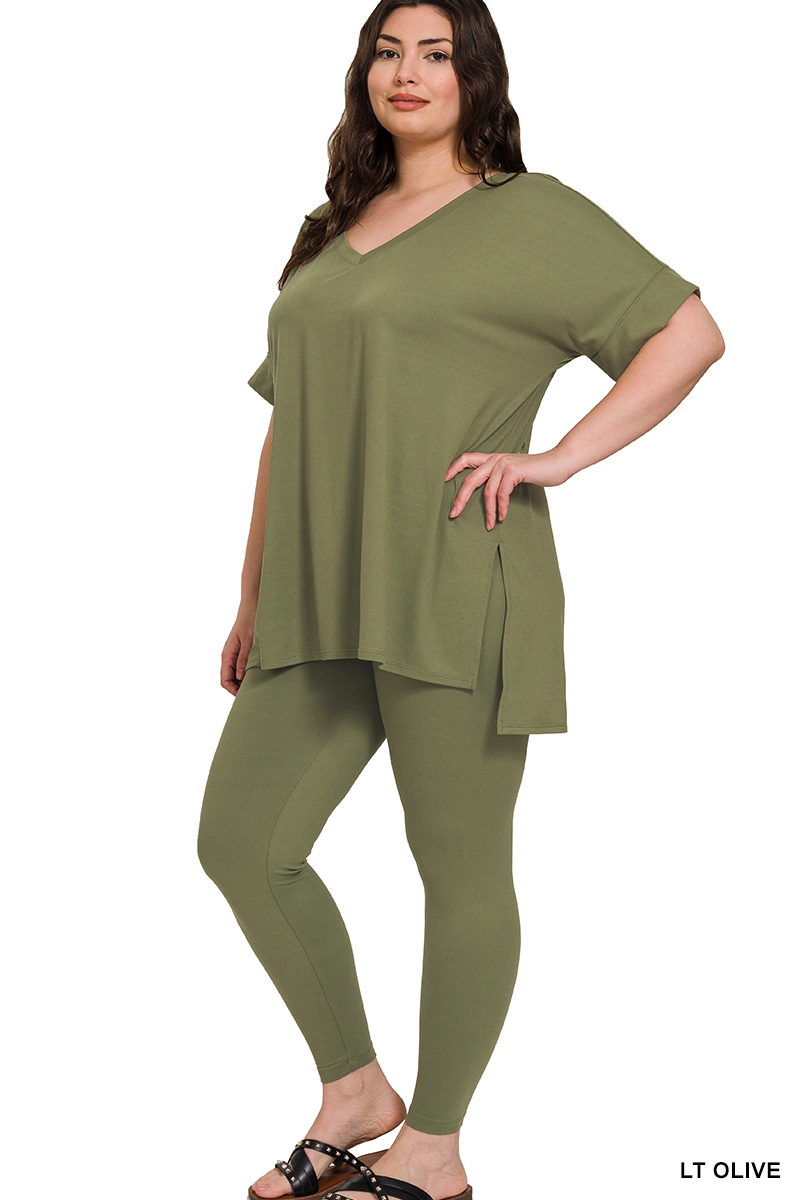 PLUS BRUSHED DTY MICROFIBER LOUNGEWEAR SET