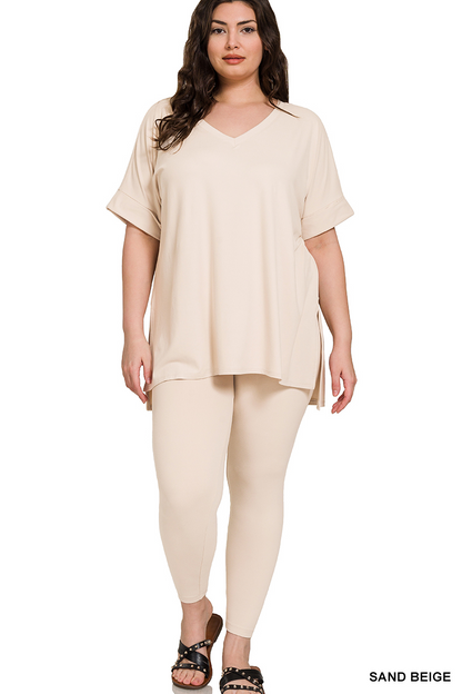 PLUS BRUSHED DTY MICROFIBER LOUNGEWEAR SET