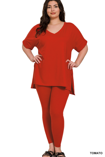 PLUS BRUSHED DTY MICROFIBER LOUNGEWEAR SET