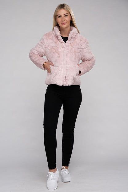 Fluffy Zip-Up Sweater Jacket